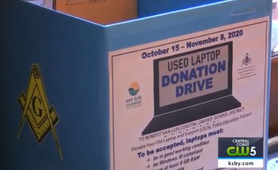 California/US - King David's Lodge of San Luis Obispo hosts laptop drive to help students with distance learning