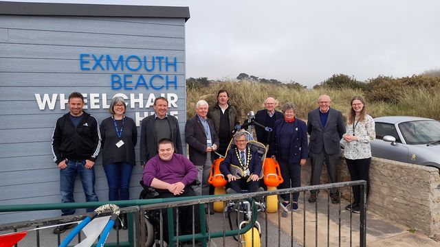 Devonshire/England - Freemasons £1,500 donation helps beach wheelchair launch