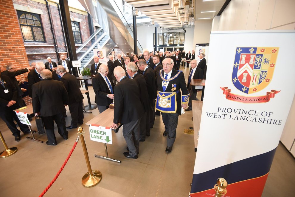 West Lancashire/England - Ceremonial aprons to the fore as Blackpool’s Winter Gardens played host to Freemasons