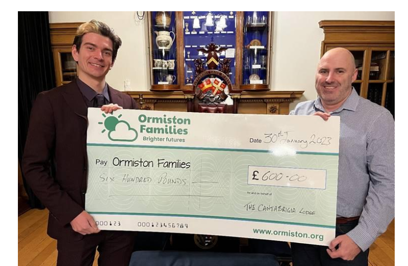 Cambridgeshire/Freemasons - Ormiston Families receives £600 from Cambs Freemasons