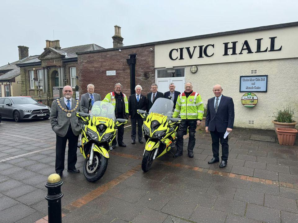 Cumbria/England - Freemasons donate £4,000 to Blood Bikes in Cleator Moor